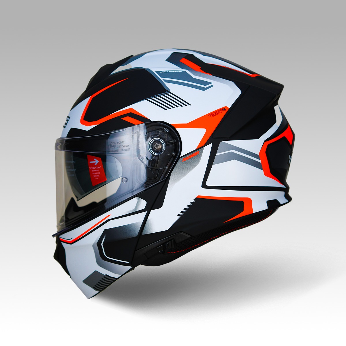 Yohe 935sv Çene Açılır Kask Mat Siyah Beyaz Turuncu