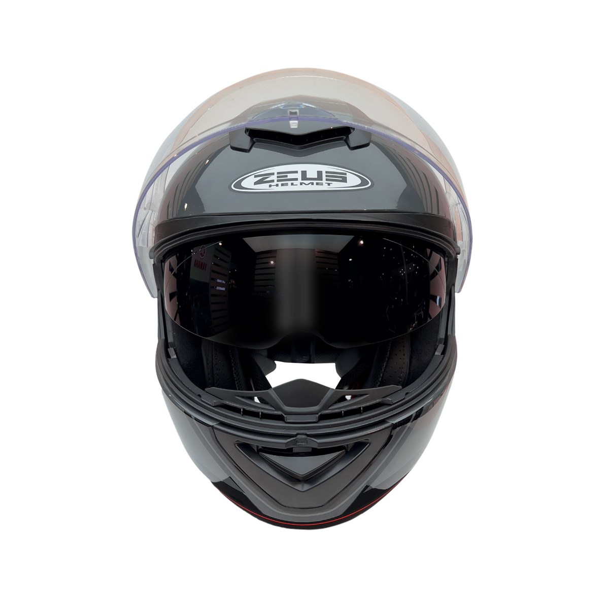 Zeus Zs-3050 Be7 Çene Açılır Kask Gri-kırmızı